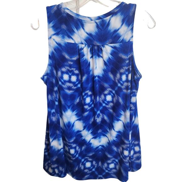 Ellen Tracy Blue Sleeveless Blouse with Front Pocket, Small - Picture 4 of 6